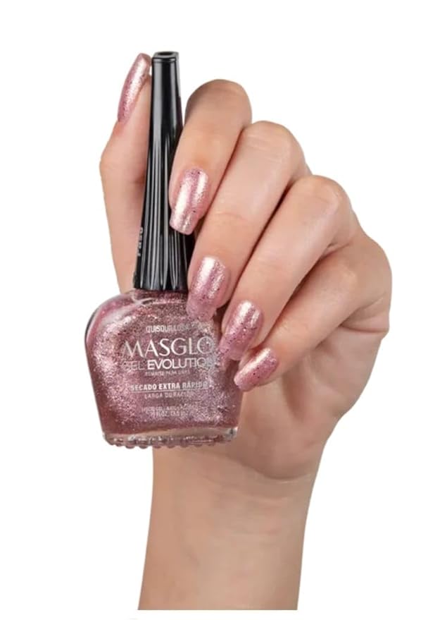 MASGLO GEL EVOLUTION Nail Polish Gel Effect, No UV/Led Lamp Required, Duration up to 12 day, 1 peice color Gel sin necesidad de lampara UV/Led, hasta 12 dias de duracion (QUISQUILLOSA)