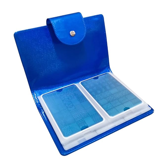 50 Slots Image Stamper Plate Collection Nail Art Stamp Plate Stamping Plates Cases Stamp Nail Template Organzier for 6.0x12.0cm and 9.5X14.5CM Nail Art Plates(Dark Blue)