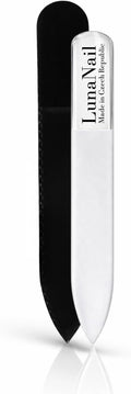 Nano Czech Glass Nail File & Buffer 2-in-1, Velvet Case, Crystal Polisher, Mirror-Shine, Keratin-Sealing, Travel Friendly