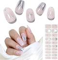Arte Clavo Semi Cured Gel Nail Strips, Mirror French, Silver Star, 20PCS Gel Nail Stickers, Wraps, UV Light Required, Salon Quality, Easy Application and Removal