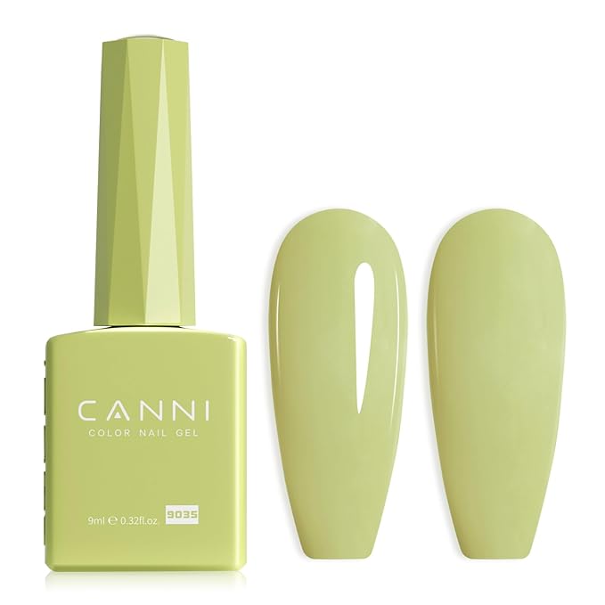 CANNI Pastel Green Gel Nail Polish, 1Pcs Sage Light Green Gel Polish Lime Mint Color High Gloss Soak Off U V French Nail Manicure Salon DIY