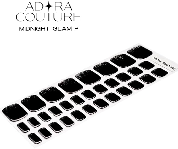 Semi Cured Gel Nail Strips – 32 Pcs Gel Pedicure Stickers - UV Nail Wraps for Toenails, Easy Application, Long Lasting, Salon Quality & UV Light Required - Midnight Glam P