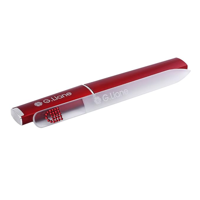Crystal Nail File with Austria Crystals Professional Nail File in Case Manicure Pedicure Kit for Natural Nails Acrylic Nails Gels Nails Manicure Tools for Home and Salon(Red Handbag)