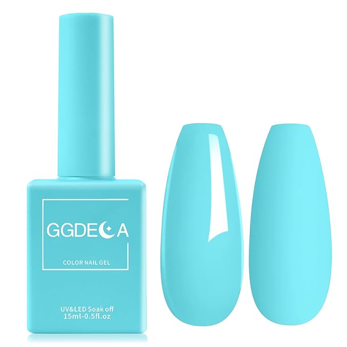 15ML Pastel Blue Gel Nail Polish, Light Blue Gel Polish, Same Color Same Bottle,High Gloss U V Soak Off Nail,DIY Sparkle Manicure Salon