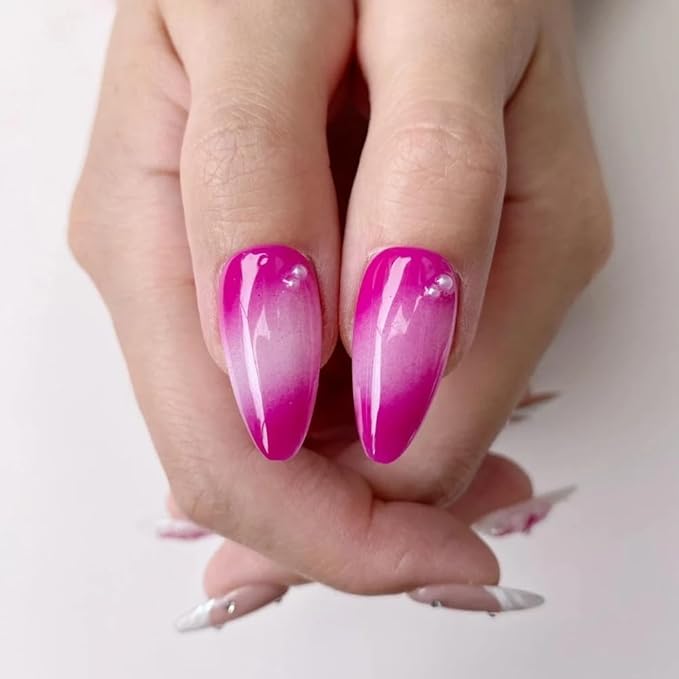 Medium Press On Nails - Handmade 3D False Nails Medium Almond 10 Pcs Reusable ABS Material Finger Painting Nail Tip French Salon Design-M size
