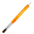 French Manicure Brush, Esclane 2 Way French Nail Brush with Dotting Tool for Manicure Cuticle Clean Up Nail Art Design, French Tip Brush (Orange, #16)