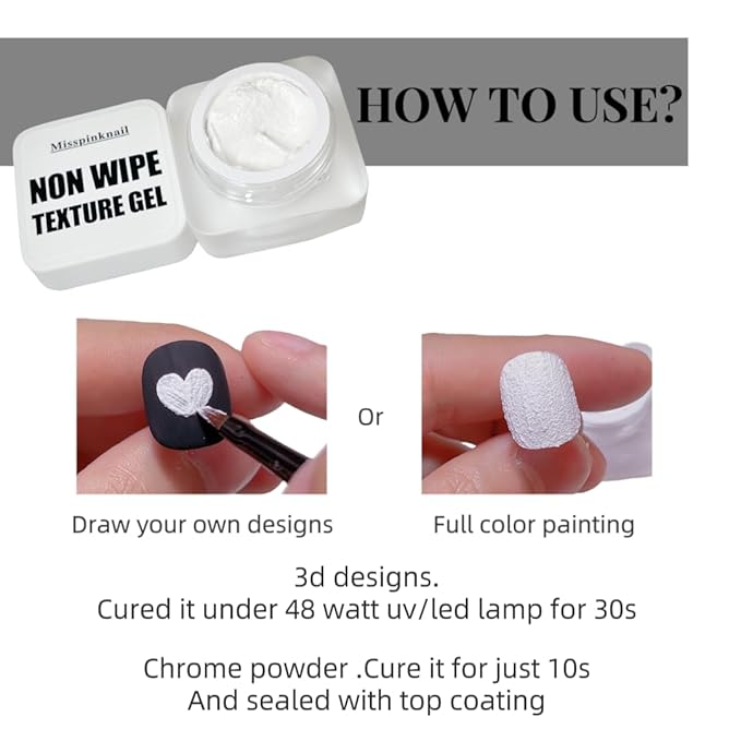 Texture Gel semi solid 6g non wipe mirror powder 3D Sand Texture Gypsum sculpture white in color Clear stroke embossed painting gel