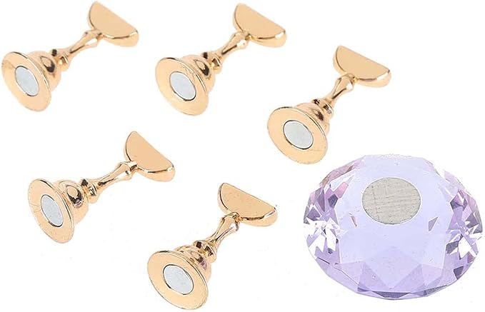 Semme Crystal Nail Stand,Nail Art Tip Holder Display Stand, Magnetic Alloy Nail Tips Stand Base for Salon DIY and Practice Manicure Tools()