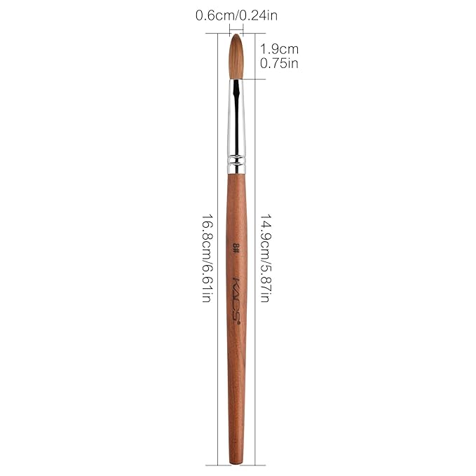Nail Brush Kolinsky Sable Acrylic Nail Art Brush Professional Red Wooden Nail Brush (8#)