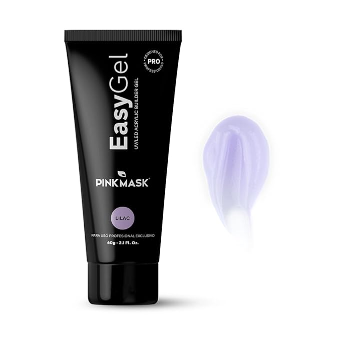 PINK MASK Easy Gel 2oz 60g-Lilac, Professional Builder Enhancement Gel-Quick Nail Extension for Beginner DIY, Nail Strengthener-Long Lasting-Salon Quality-Thickening Solution