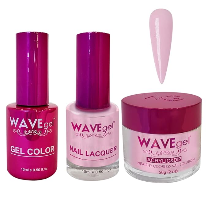 WAVEGEL Soak-Off Gel, Nail Lacquer & Acrylic/Dip Powder Matching Set - Princess Collection - #13 Pale Pink