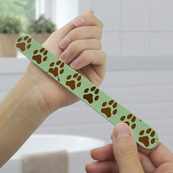 Muddy Dog Paw Print Pattern Double-Sided Nail File Emery Board Set 4 Pack