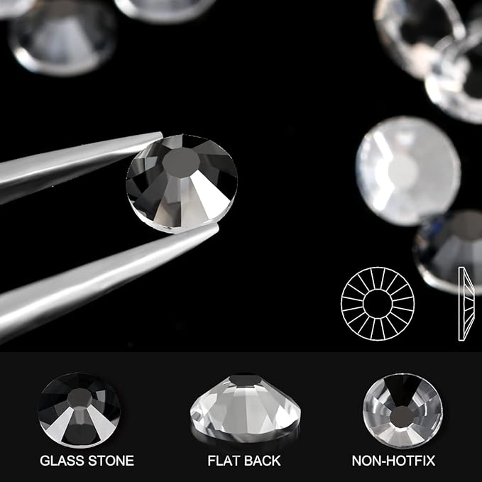 Novani Rhinestones Glass Rhinestones for Crafts Nail Gems Clear Stones Jewels Round Gemstones Non-Hotfix Crystal,SS16,1440 Pieces,Transparent