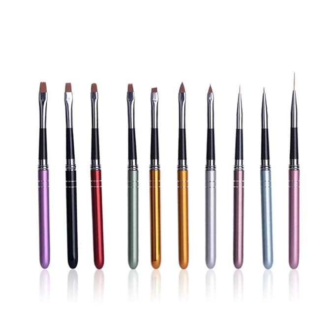 10Pcs Nail polish brush, Brush design for nail, UV Gel Painting Nail Art Design Brush Pen Set, Nail Dotting Painting Drawing Pen, Sable Acrylic Nails Round Nail Art Brush, Nail Phototherapy Pen