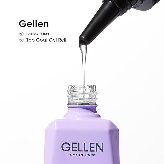 GELLEN 100ml No Wipe Gel Top Coat, High Gloss Long Lasting Clear Color Gel Top Coat U V Light Cured Soak off High Capacity for Salon