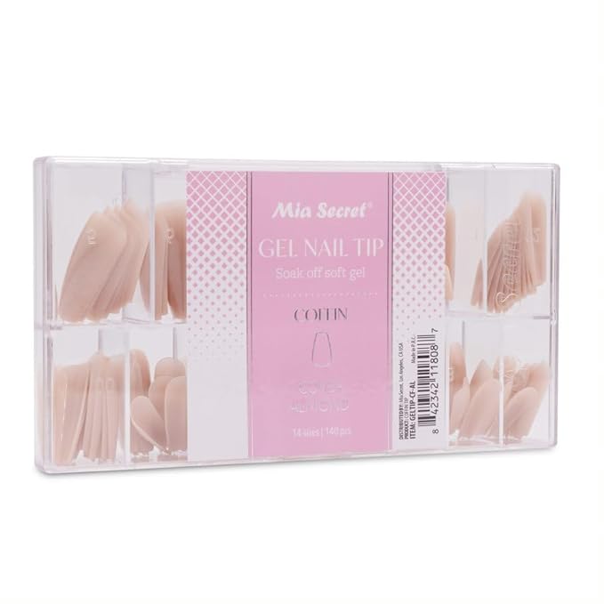 Mia Secret Soak off Soft Gel Nail Tip MADE IN USA for Salon and DIY (Cover Almond, Coffin)