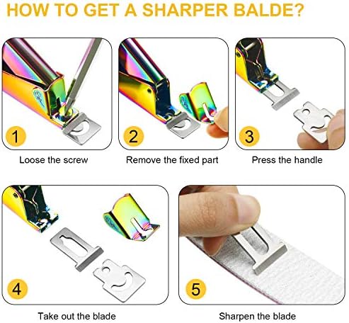 Mudder Acrylic Nail Clippers Kit False Nails Tips Cutter Professional Cuticle Trimmer Nipper Cutter Pusher Remover Stainless Steel Manicure Pedicure Art Tools Set Salon Home(Rainbow Color)