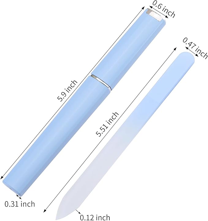 Glass Nail File 3 Pack for Natural Nails, Stocking Stuffers for Women Adults Unique Christmas Gifts Crystal Fingernail Files with Case Etched Nail Filer Professional Nail File Glass Lima de uñas