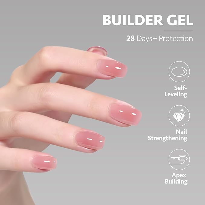 GAOY Builder Gel for Nails, 16ml Nail Strengthener in a Bottle, Nail Extension Hard Gel, Soak Off Long Lasting UV Light Cure, 1963 Berry Pink, Base Coat Top Coat Needed