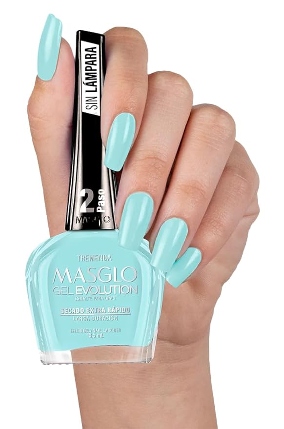 MASGLO Gel Evolution – Nail Polish No UV/LED Lamp Needed, Fast-Drying, 12-Day Wear, 14-Free Formula, High-Gloss Finish, vegan (0.5 oz)