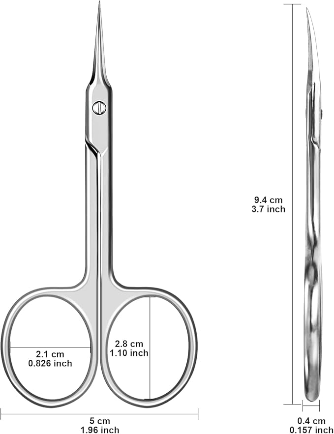CGBE Manicure Scissors, Extra Fine Eyebrow Scissors for Grooming, Curved Blade Nail Scissors Precise Pointed Tip Grooming Kit for Eyebrow, Eyelash, Trim Nail and Dry Skin