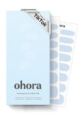 ohora Semi Cured Gel Nail Strips (N Greyish Blue) - Works with Any Lamps, Salon-Quality, Long Lasting, Easy to Apply & Remove - Includes 2 Prep Pads, Nail File & Wooden Stick