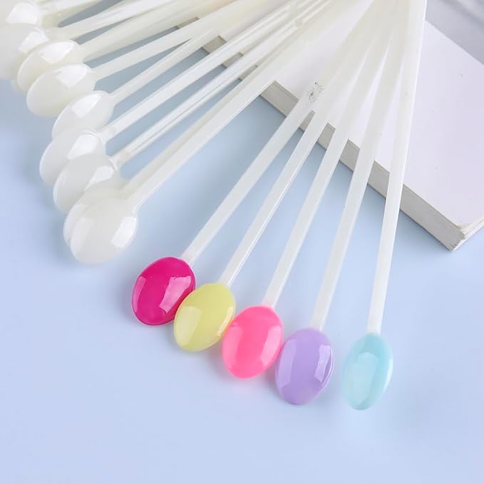 150 Pcs Nail Swatch Sticks with Ring, Natural Beige Spoon Shaped Nail Art Polish Color Display Practice Tips, Acrylic False Nail Sample Sticks Practice Tools for Home or Salon Use