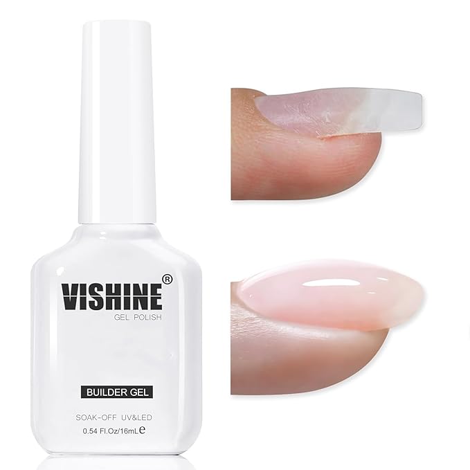 Vishine Builder Gel For Nails, 8-in-1 Milky Pink Nail Builder Strengthener Sheer Pink Gel Builder For Nails Hard Gel Jelly Gel Builder Extension Nail Gel Base Gel In A Bottle E054