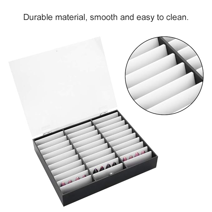 Rosvola Nail Art Display, Nail Storage Organizer Box, Empty Nail Tips Storage Box with cover Fake Nail Display Case for Nail Salon Home Use (Black)