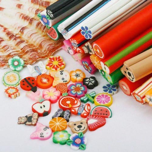 RD-01358 Decor Rhinestone 50PC 3D Mixed Color Nail Art Tools Canes Stick Rods Polymer Clay Nail Stickers Decora Decoration - (Type: Butterfly)