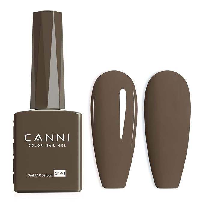CANNI Brown Gel Nail Polish, 1Pcs Brown Gel Polish Color Nail Polish High Gloss Soak Off U V Nail Manicure Salon DIY at Home