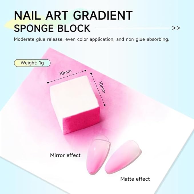 Nail Sponges Set for Ombre Gel,Nail Art Tools Set-50Pcs colorful Nail Sponges With 1 pink Grabbing Pen Transparent Plastic Storage Box Used to Store Nail Art Tools