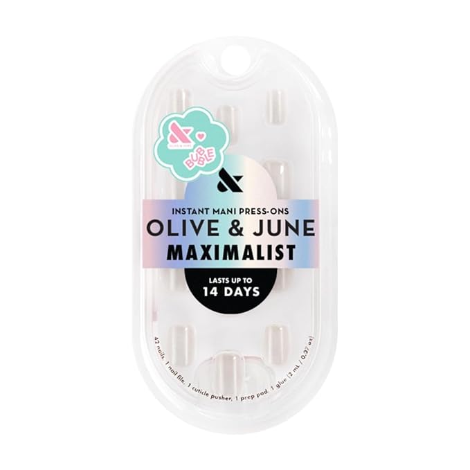 Olive & June Maximalist Instant Mani Press-On Nails (Glue) | 42 Fake Nails, 21 Sizes | Non-Toxic, Long-Lasting Big, Bold Gorgeous Realistic Look | Extra Short, Squoval | Marshmallow Velvet