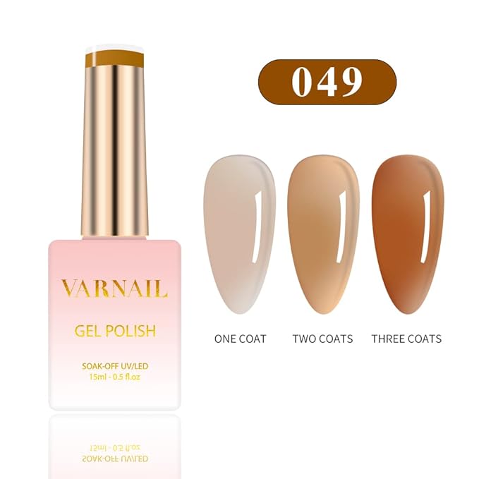 VARNAIL Jelly Gel Nail Polish Kit 6 Colors, Translucent Amber Sheer Series Gel Polish, Soak off U V Light Gel Nail Polish 15 ml/Bottle, Nail Art Manicure DIY Home Salon for Women Girls (Tea Time)