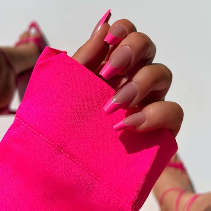 Kiara Sky Press On Nails | XPRESS PRO 100% Acrylic Nails | 30-Piece Kit Includes Nail Glue, Cuticle Pusher, File & Prep Pad | Coffin Medium - Over Pinker