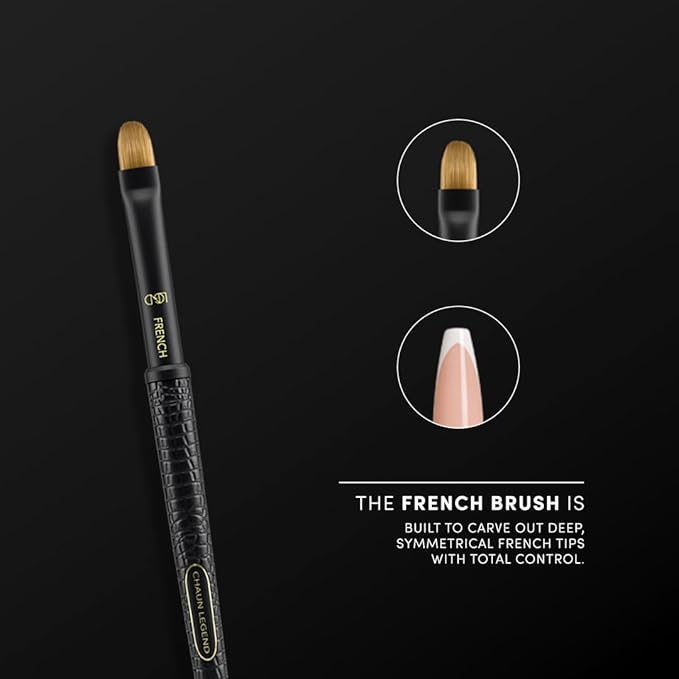 Chaun Legend Nail Art Brush - French (Acrylic Nail Brush for French Tips & Gel Polish Clean Up)