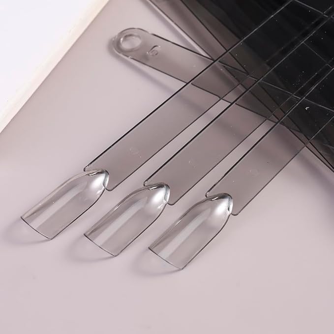 150 Pcs Nail Swatch Sticks with Metal Ring, Transparent Black Square Nail Tips for Nail Art Polish Practice Display, Acrylic False Nail Sample Sticks Nail tech Supplies for Home or Salon Use