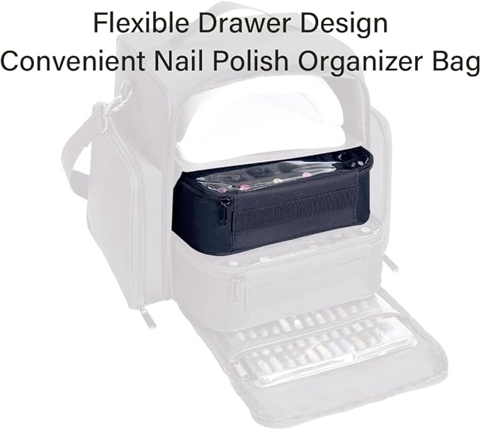 2 Pcs Small Clear Nail Polish Organizer Holds 60 bottles(15ml-0.5fl.oz) Nail Polish Case Multifunctional Nail Polish Bag organizer, Cosmetic Travel Makeup Cases for Women Black