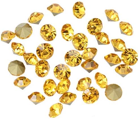 1440pcs Rhinestones Round Point Back Crystal Gem Glass Diamante Rhinestones Nail Art Decoration Jewelry Finding Beads Craft Gems (Gold, 1.5mm)
