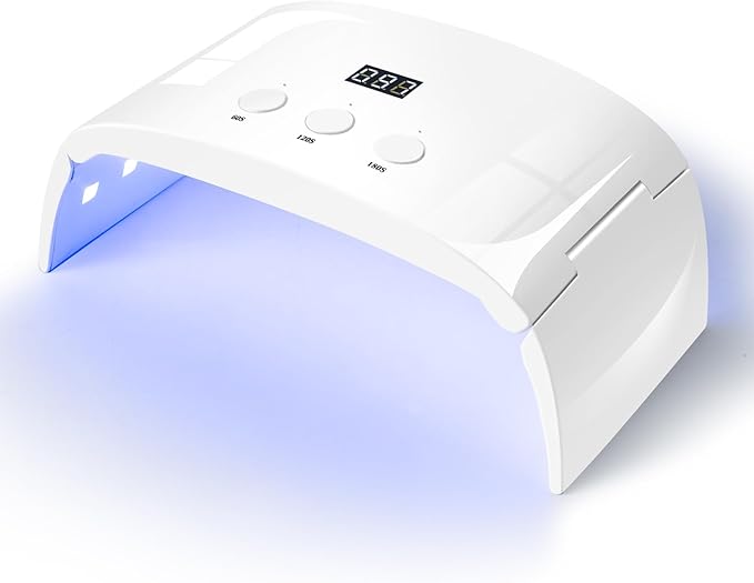 UV Led Nail Lamp Curing Light Dryer for Gel Nails,Roomy but not Bulky Foldable Design, 3 Timers & LCD Display,for Gel Nail Polish Builder Rhinestone Glue (White Lamp Pro)