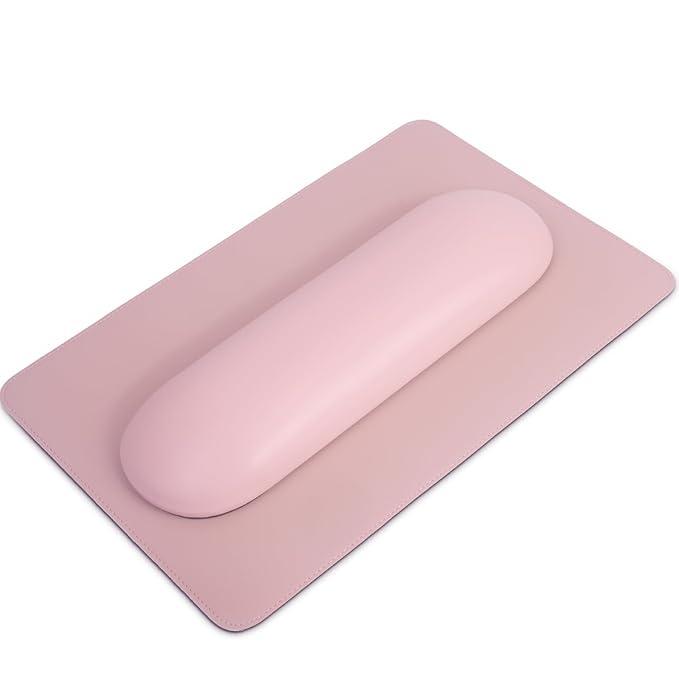 Nail Arm Rest Pillow and Mat Luxury Salon Manicure Armrest Cushion Nail Art Hand Holder Manicure Hand rest Cushion Pad Tool for Nail Tech Manicurist (With Mat, Pink)