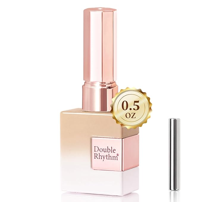 Double Rhythm 15ML Jelly Glass Cat Eye Gel Polish with Magnet Holographic Glitter Shimmer Translucent Sheer Color Salon Soak Off Magnetic Nail at Home (Pale Nude-MC1199)