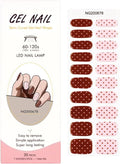 Semi Cured Gel Nail Strips Winter Red Polka Dots Gel Nail Wraps Gift for Women UV Light Required Nail Art Stickers Pegatinas Uñas Nail Decals Nails Sticker