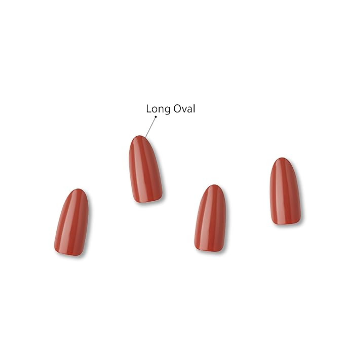 GoldFinger False Nails Kit, Ready to Wear Brown Fake Nails, Manicure Stick and Glue Included, Long Oval Shape, Long-Lasting Hottest Trend Glue on Nails, Convenient & Easy to Apply, All Occasions