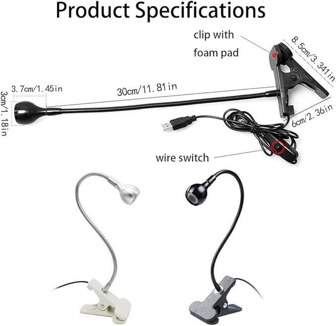 Mini UV Lamp for Gel Nails, LED Curing Lamp with Flexible Gooseneck & Clamp 3W Portable Small Manicure UV Light Nail Dryer for Resin Curing Nail Art