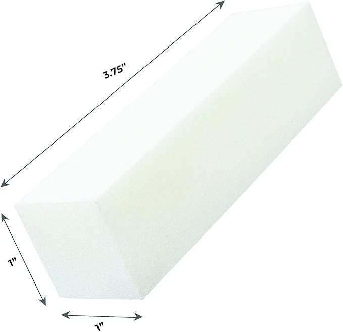 ForPro Super White Buffing Block, 120 Grit, Four-Sided Manicure and Pedicure Nail Buffer, 3.75” L x 1” W x 1” H, 20-Count (Pack of 2)
