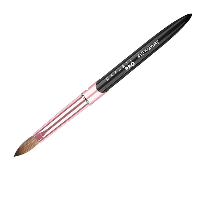 MakarttPro 100% Kolinsky Acrylic Nail Brush #10 – Pure Kolinsky Hair for Smooth Application, Monomer & Acetone Resistant Handle, Anti-Clogging, Durable Professional Nail Art Brush