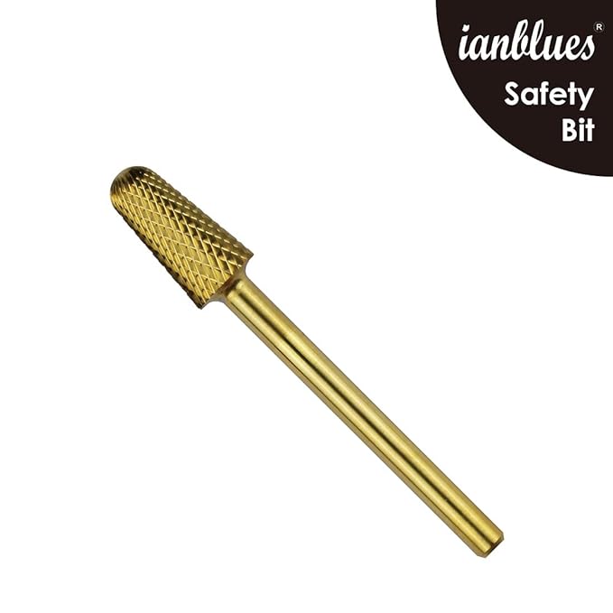 Safety Bit, Nail Drill for Electric Manicure Drill Machine, Fast Remove Nail Gels, Acrylic Gels and Nail Colors (Fine -F, Gold)