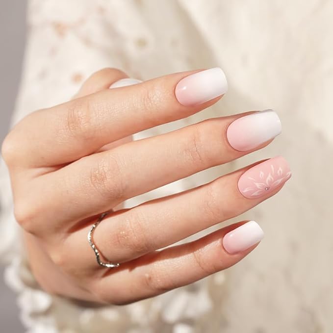 Semi-Cured Gel Nail Strips - 20 Salon-Quality Gel Sticker with UV Light Required, Long Lasting, Easy Application & Removal, Includes Prep Pad, Nail File, Wooden Stick – Soft Serenity