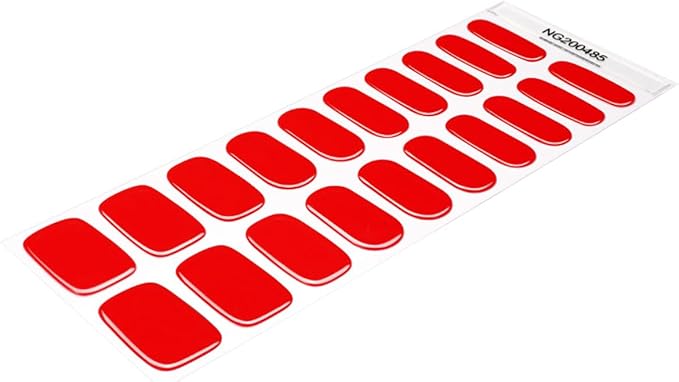 Semi Cured Gel Nail Strips - 20Pcs Classic Red UV Gel Nail Wraps with Solid Red Design, Long Lasting Salon-Quality Stickers, Includes Nails File & Wooden Stick - UV/LED Lamp Required